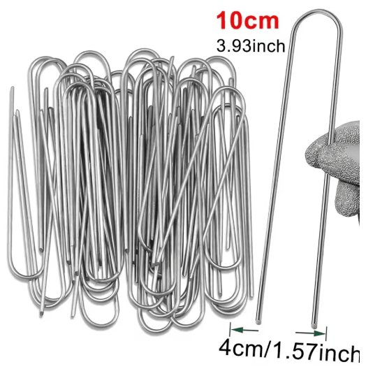 Heavy-Duty Galvanized Garden Staples – U-Shaped Landscape Stakes for Sod, Fencing & Ground Covers