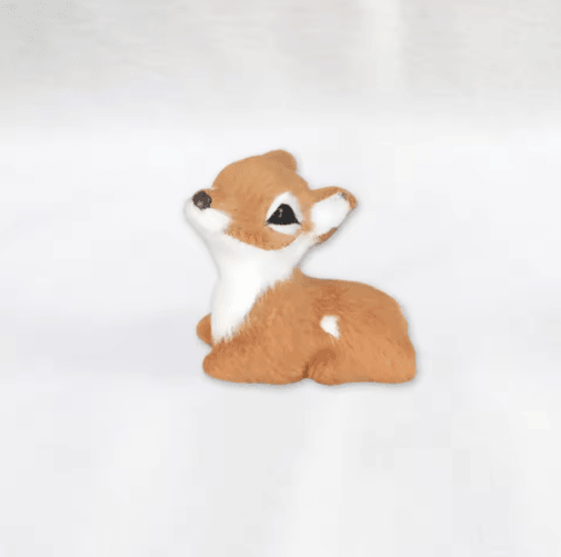 Miniature Artificial Fur Deer Figurine – Lifelike Fairy Garden Reindeer Decoration