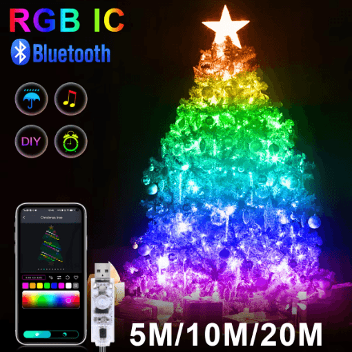 RGBIC Bluetooth LED String Lights – USB Music Sync Dream Color Fairy Lights