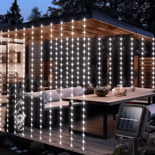300-LED Solar Curtain Lights – Waterproof Outdoor Fairy String Lights for Garden & Patio
