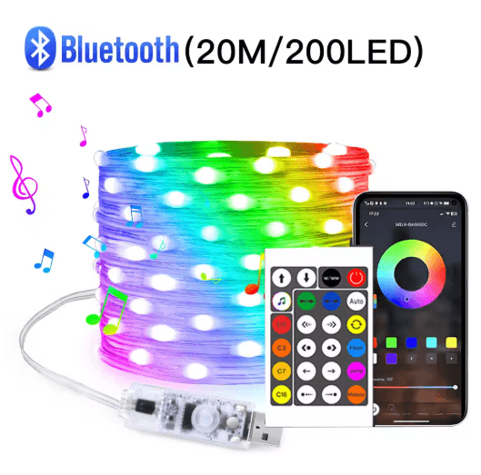 20M RGBIC Bluetooth LED String Lights – USB Music Sync Dream Color Fairy Lights