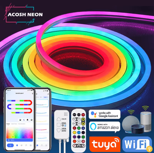 TUYA RGBIC Neon LED Strip Lights with Music Sync & Smart App Control