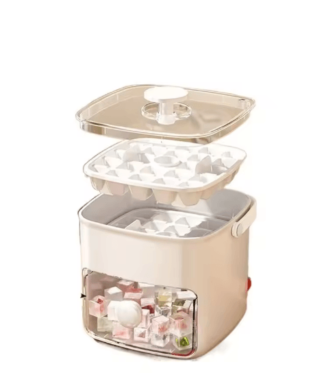 48-grid ice cube tray, ice cube tray with storage, food-grade ice tray, double-layer ice maker, easy-release ice tray