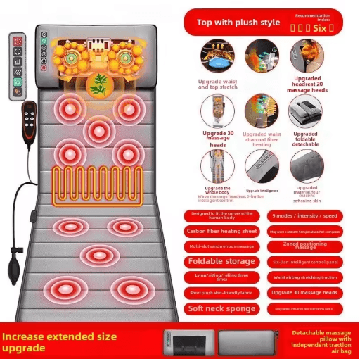 Multifunctional Electric Lumbar Traction Massage Mat – Full Body Vibration Cushion for Neck, Shoulder, Back & Waist