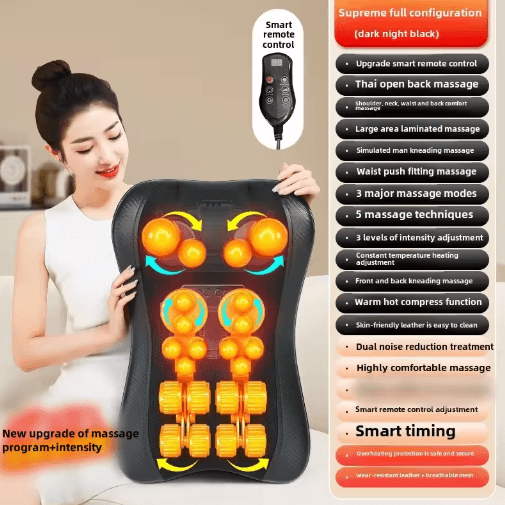 JAIYORL Shiatsu Neck & Back Massage Pillow – Electric Deep Kneading Massager with Heat for Shoulders & Muscles