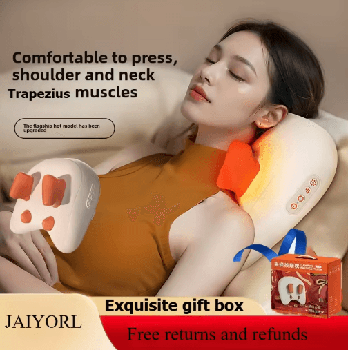 Wireless 3D Shiatsu Trapezius Massage Pillow with Heat – Portable Neck, Shoulder & Body Massager