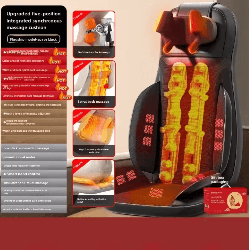 Heated Shiatsu Massage Chair Cushion – Electric Back, Waist & Neck Massager with 5 Vibration Modes