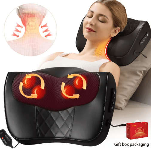Electric Shiatsu Neck Massage Pillow with Heat for Neck, Back, Waist & Shoulders