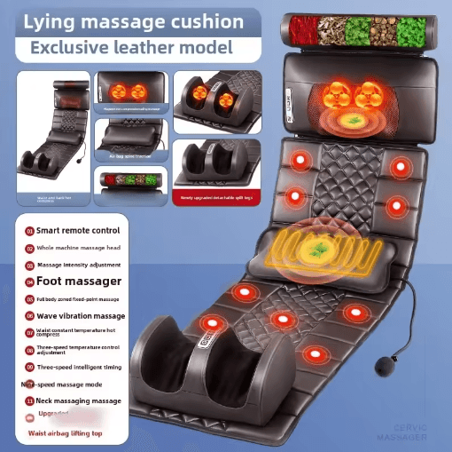Full Body Massage Pad with 10-Zone Vibration, Heated Massage Pillow & Foot Calf Massager