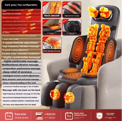 Multifunctional Full Body Massage Chair Cushion with Heat, Neck & Back Shiatsu Massage
