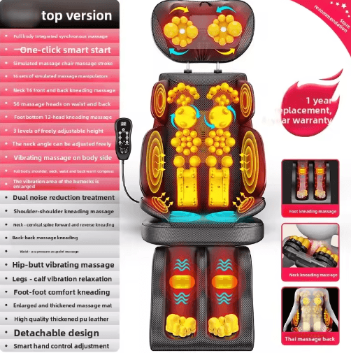 Shiatsu Neck & Back Massager Chair Pad with Heat – Full Body Massage Seat Cushion