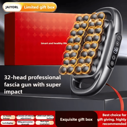 32-Head Deep Tissue Massage Gun with Red Light Therapy & Wireless Percussion Massage