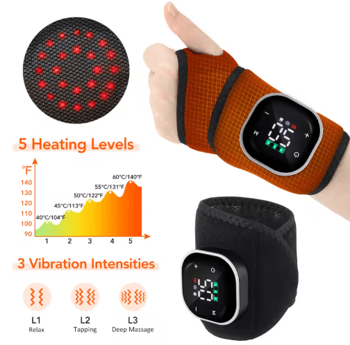 Electric Heated Wrist Wrap with Red & Near-Infrared Light Therapy for Joint Comfort