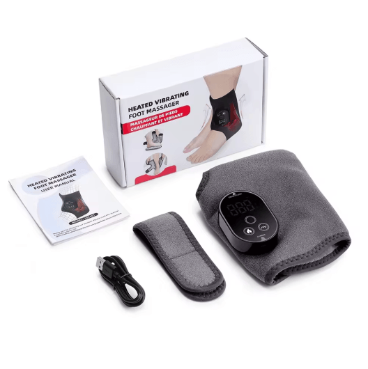 Rechargeable Heated Ankle & Foot Massager with Vibration and Adjustable Wrap