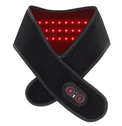 Cordless Red Light Therapy Neck Wrap with Heat & Vibration for Full Body Comfort