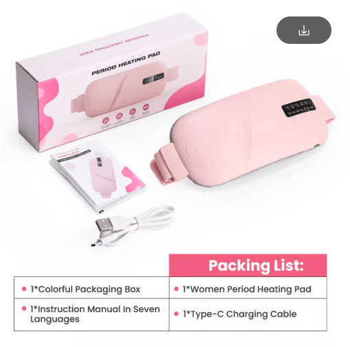 Cordless Menstrual Heating Pad with 5 Heat Levels & 4 Vibration Modes for Period Comfort