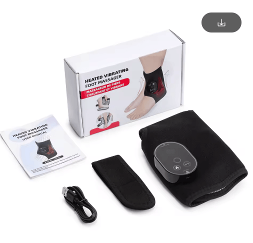 Rechargeable Heated Foot & Ankle Massager with Heat & Vibration – Dual Motor Wrap for Foot, Ankle & Calf Comfort