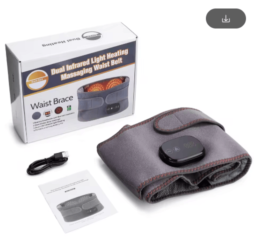 Electric Waist Massager Belt with Infrared Heat & Vibration – Lumbar Back Support Hot Compress Wrap