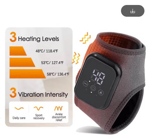 Cordless Electric Ankle Brace with Heat & Vibration – Rechargeable Ankle, Wrist & Foot Support Massager