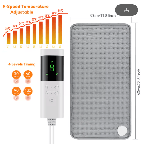 Electric Heating Pad with 9 Temperature Levels – USB Heated Blanket for Menstrual Comfort, Hands, Feet & Legs