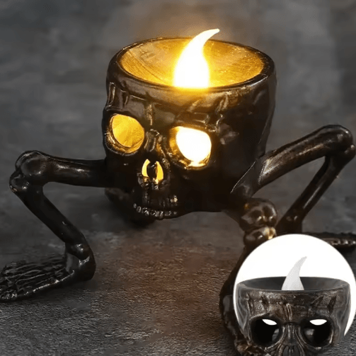Halloween Skull LED Candle Light – Four-Legged Skull Horror Lamp for Haunted House & Party Decorations