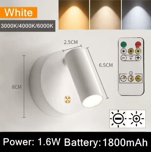 Rechargeable LED Spotlight – 5V USB Touch Dimmable Bedside Downlight for Indoor Decor