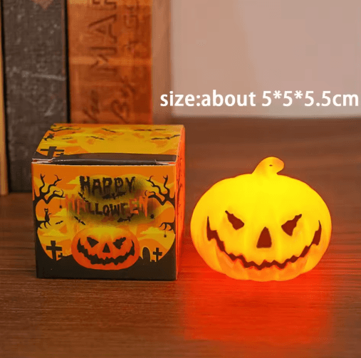 Halloween Pumpkin Lantern Light – Skull & Ghost Face Candle-Style Atmosphere Lamp for Party Decor