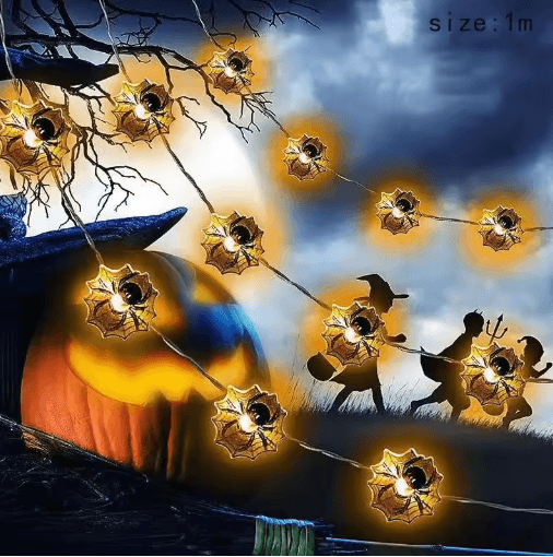 Halloween LED String Lights – Pumpkin, Skull & Eyeball Trick-or-Treat Lantern Garland