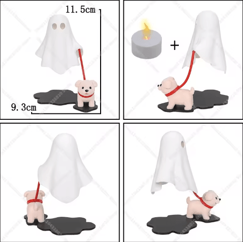 Cute Ghost & Dog LED Night Light – Warm Halloween Desk Lamp for Bedroom & Spooky Home Decor