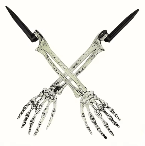 1/6-Piece Skeleton Skull & Hand Ground Stakes – Halloween Graveyard Garden & Yard Decorations