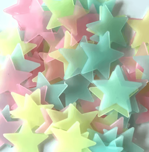 100-Piece Glow-in-the-Dark Star Stickers – Fluorescent Ceiling & Wall Decor for Kids Bedrooms