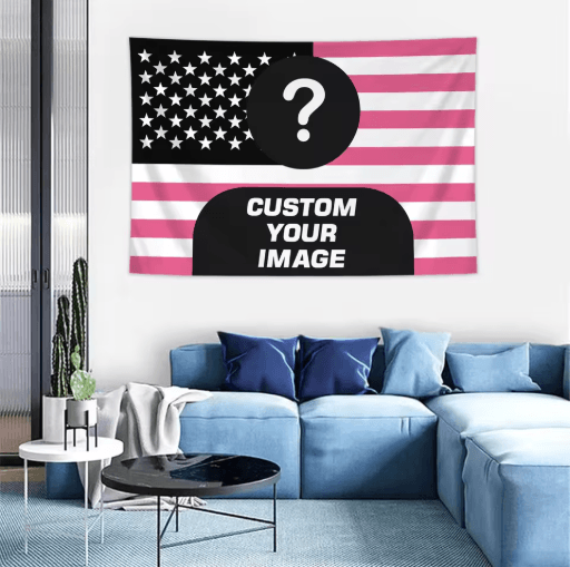 Personalized Photo American Flag Tapestry – Custom Wall Banner for Family, Pets & Favorite Photos