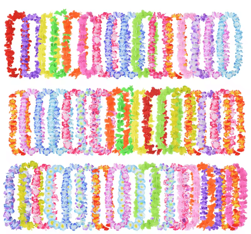 10/20/50PCS Hawaiian Flower Leis – Tropical Luau Party Necklaces