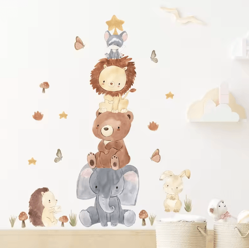 Cute Forest Animal Wall Stickers for Kids and Nursery Rooms