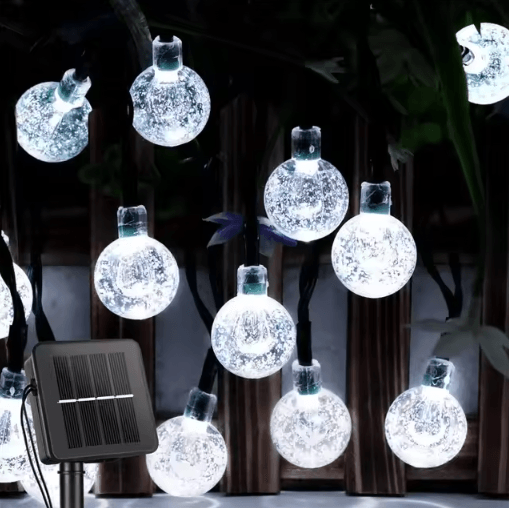 10M Solar LED Crystal Ball String Lights for Outdoor Decor