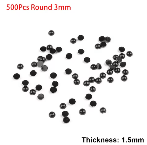 100–500PCS Black Half-Round Craft Eyes – 3–8mm DIY Toy Eye Beads