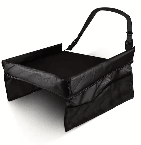 Foldable Expandable Car Seat Travel Tray – Lightweight Backseat Organizer with Storage Pockets