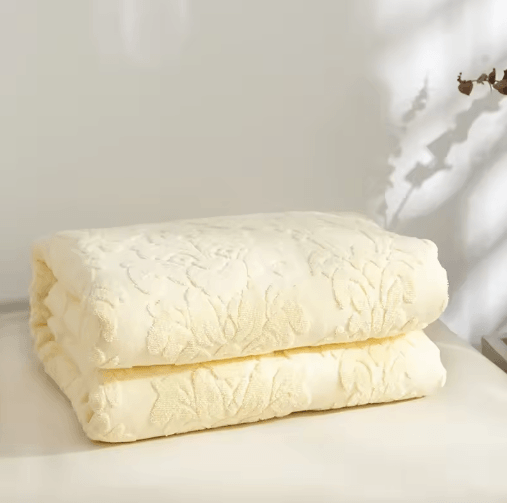 Jacquard Cotton Towel Blanket – Soft Breathable Summer Bed & Sofa Throw