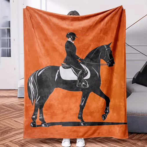 Horse Riding Fleece Blanket – Soft Equestrian Print Sofa & Bed Throw