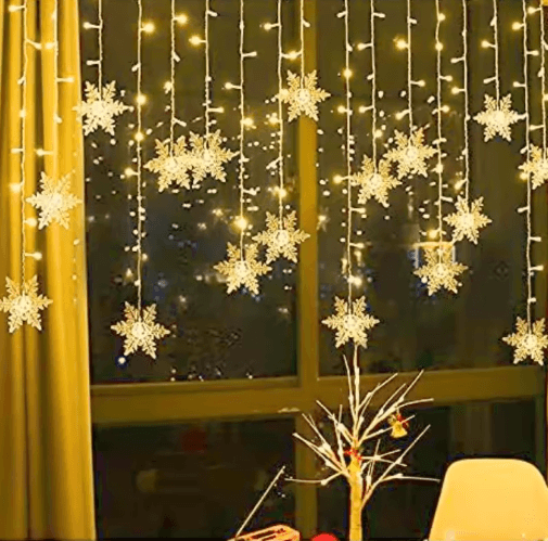 LED Snowflake Curtain Lights – Festive Christmas & New Year String Lights