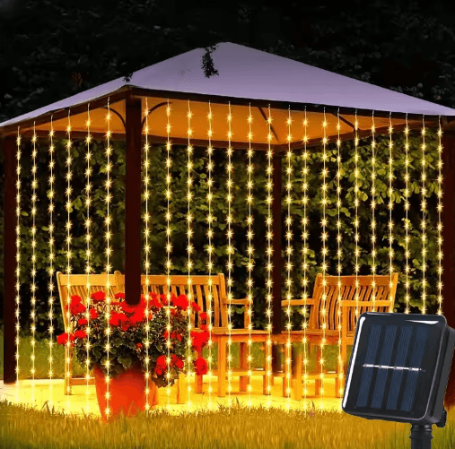 Solar LED Curtain String Lights – 8-Mode Indoor & Outdoor Fairy Lights