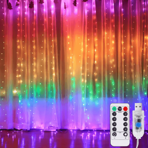 3x3 USB LED Curtain Lights – Remote Control Fairy Garland for Bedroom & Events