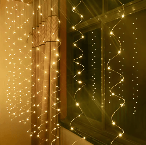 3x2M Waterproof LED Curtain Lights – 8-Mode USB Fairy Lights with Remote