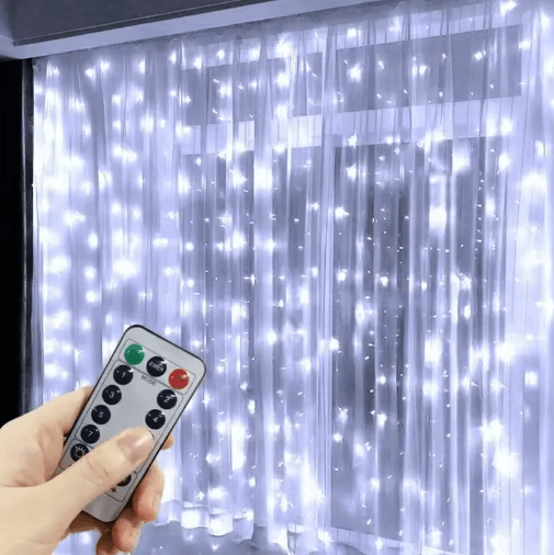 3M/4M/6M USB LED Curtain Lights – 8-Mode Christmas Fairy Garland