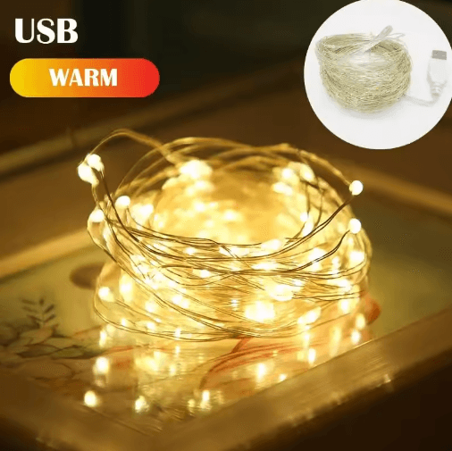 5M/10M USB LED Fairy Lights – Waterproof Copper Wire Christmas Garland