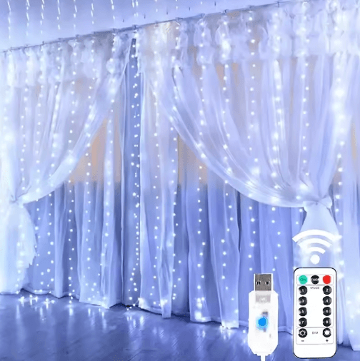 6x3M USB LED Curtain Lights – 8-Mode Remote Fairy Garland
