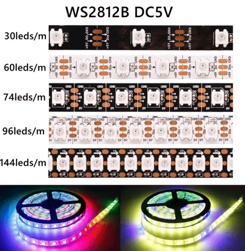 WS2812B 5V RGB LED Strip – Individually Addressable 5050 Smart Pixel Lights