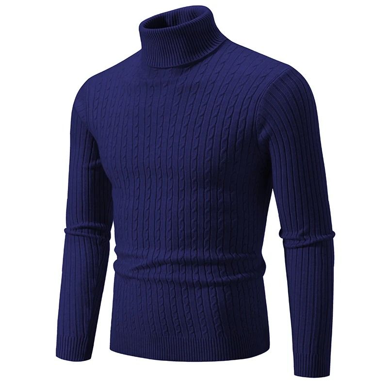 Men High Neck Knitted Turtleneck Sweater Warm Casual Winter Pullover