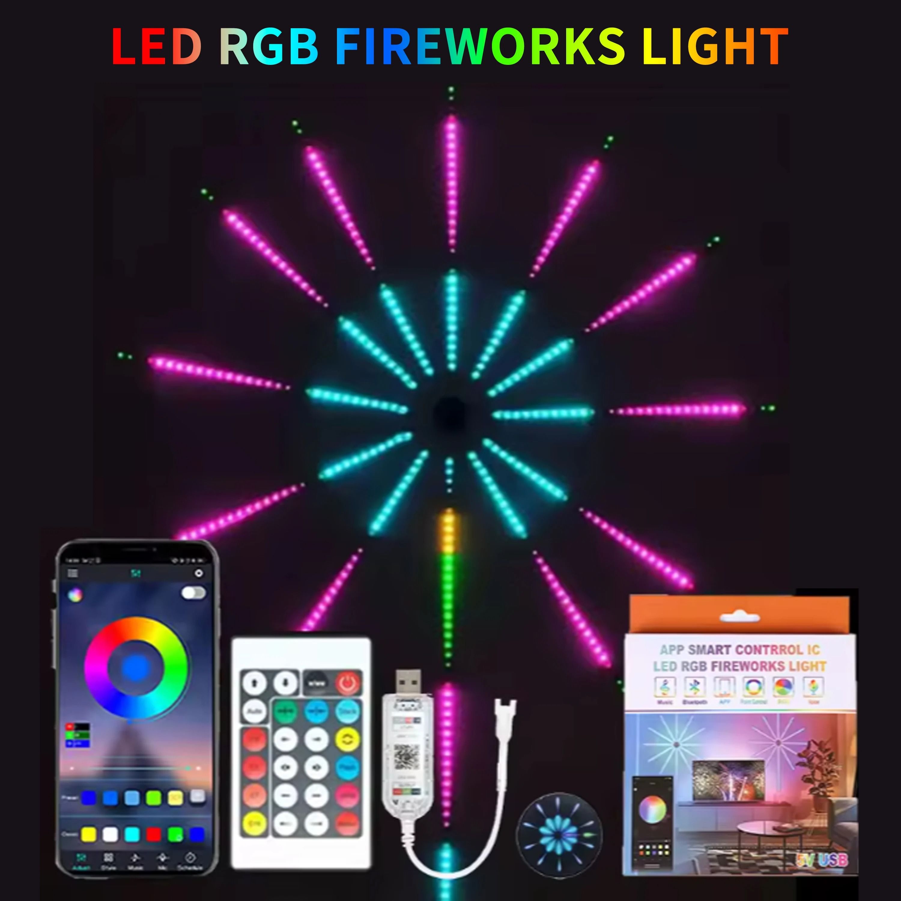 RGBIC Firework LED Strip Lights with Bluetooth App Control | Inspire Uplift
