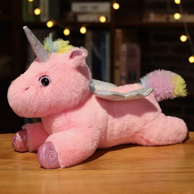 Glowing Unicorn Plush Pillow LED Light Soft Stuffed Toy Cushion for Kids and Girls